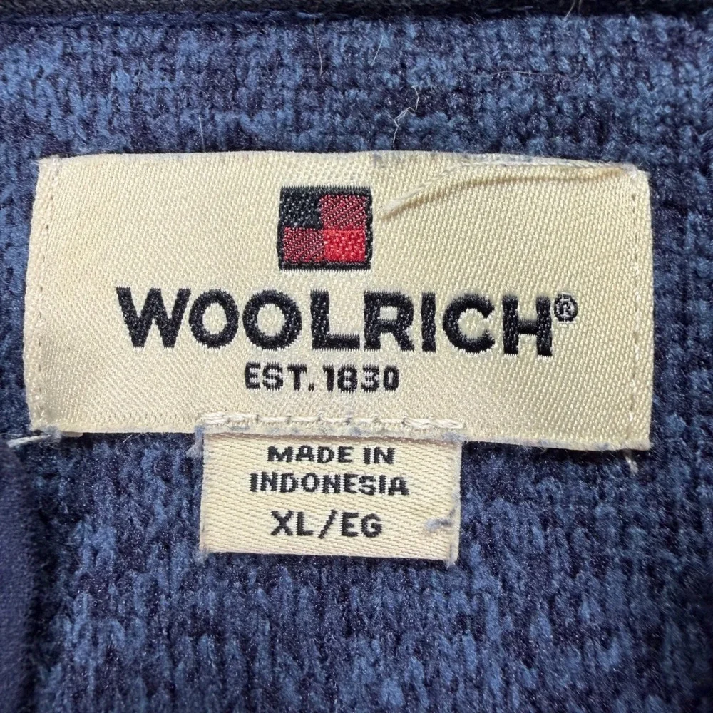 Woolrich Quarter Zip Pullover‎ Mens XL Blue Excellent Heathered Fleece Knit
